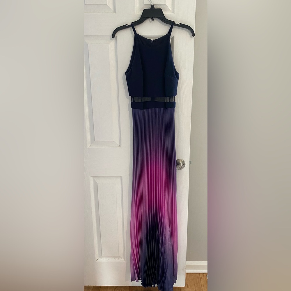 Aqua Navy and Pink Ombre Maxi Dress